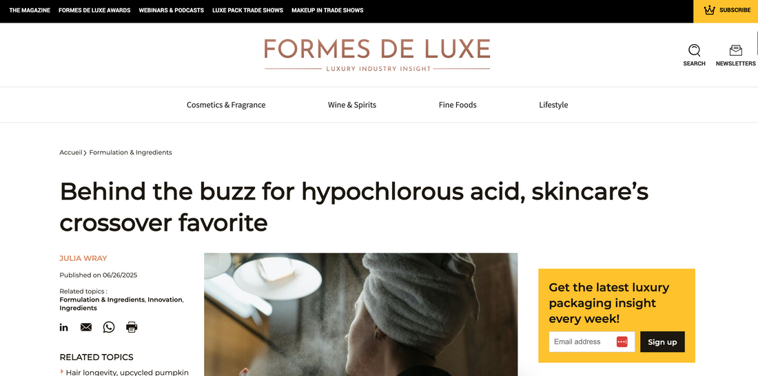 Formes de Luxe Feature: Behind the buzz for hypochlorous acid, skincare’s crossover favorite